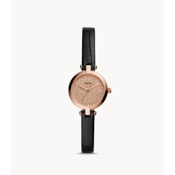 Fossil BQ3562 Kerrigan Mini Three-Hand Black Leather Watch - Picture 1 of 7